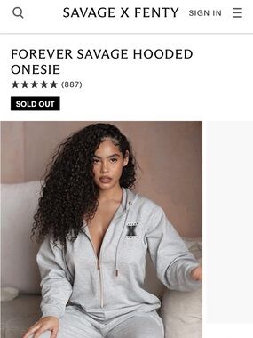 Savage X Fenty Light Gray Forever Savage Hooded Onesie